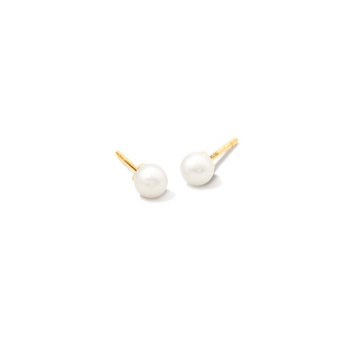 Michelle Pearl 14k Yellow Gold Stud Earrings in White Pearl